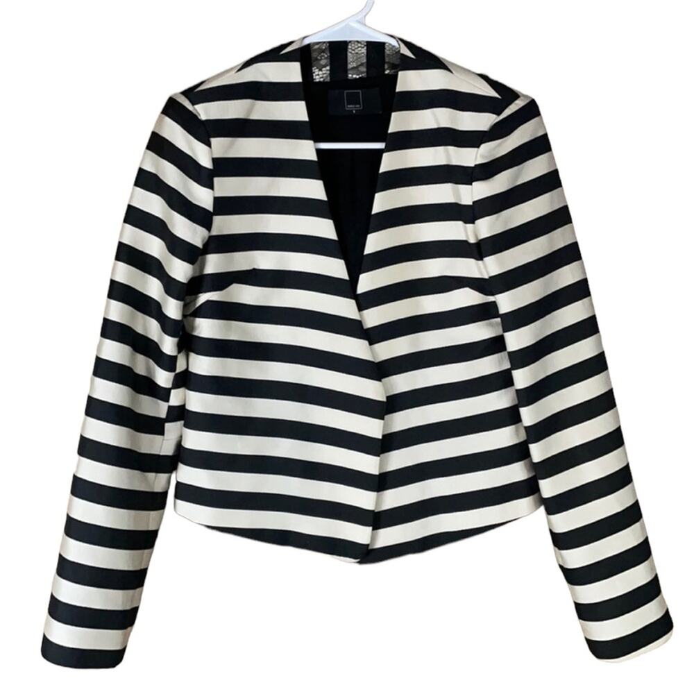 Dolce Vita Macyn Black White Striped Cropped Blazer Jacket Size Small